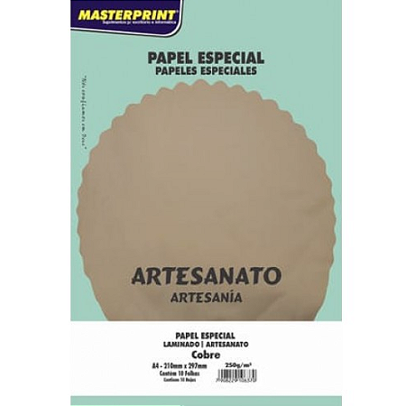 PAPEL ESPECIAL LAMICOTE COBRE A4 250G 10 FOLHAS MASTERPRINT