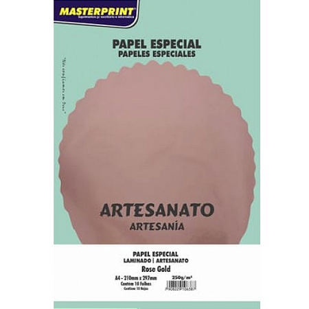 PAPEL ESPECIAL LAMICOTE ROSE GOLD A4 250G 10 FOLHAS MASTERPRINT