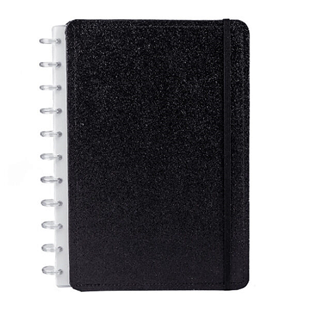 CADERNO CAPA DURA DISCO G SHINE PRETO 215 X 295 MM 80 FOLHAS DISKO