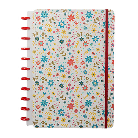 CADERNO CAPA DURA DISCO M FLOWER 190 X 250 MM 80 FOLHAS DISKO