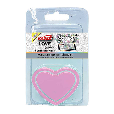CLIPS PLASTICOS CANDY MARCADOR DE PAGINA LOVE FASHION 6 UNIDADES RADEX