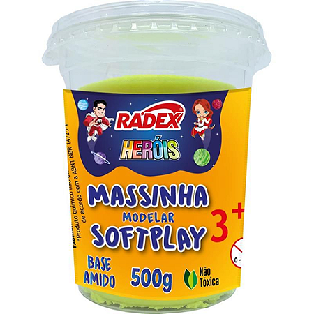 MASSA DE MODELAR SOFTPLAY AMARELA POTE COM 500G RADEX
