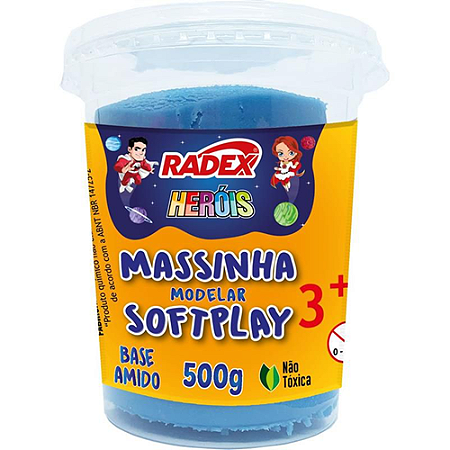 MASSA DE MODELAR SOFTPLAY AZUL POTE COM 500G RADEX