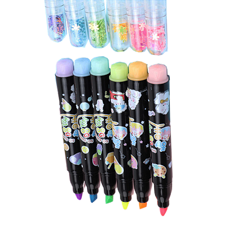 MARCA TEXTO NEON GLITTER ESTOJO COM 6 CORES VMP