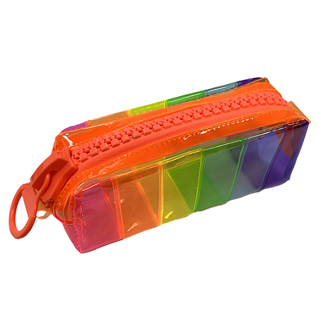 ESTOJO ESCOLAR PVC GRANDE RAINBOW PINK (8 x 6 x 20 CM) VMP