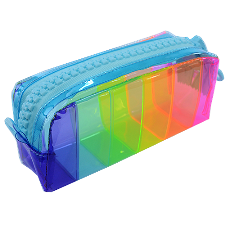 ESTOJO ESCOLAR PVC GRANDE RAINBOW AZUL CLARO (8 x 6 x 20 CM) VMP