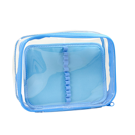 ESTOJO ESCOLAR PVC CRISTAL AZUL COM DIVISÃO (23 x 16 x 6 CM) DAC