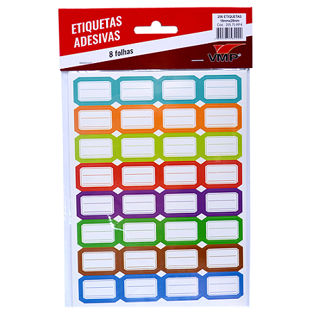 ETIQUETAS AUTO ADESIVAS PARA NOME 18 x 28 MM BLISTER COM 256 ETIQUETAS VMP
