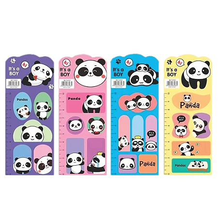 BLOCOS ADESIVOS E RECADINHOS CUTE PANDA 15 FOLHAS 63 x 153 MM VMP