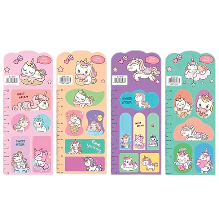 BLOCOS ADESIVOS E RECADINHOS CUTE UNICORNIO 15 FOLHAS 63 x 153 MM VMP
