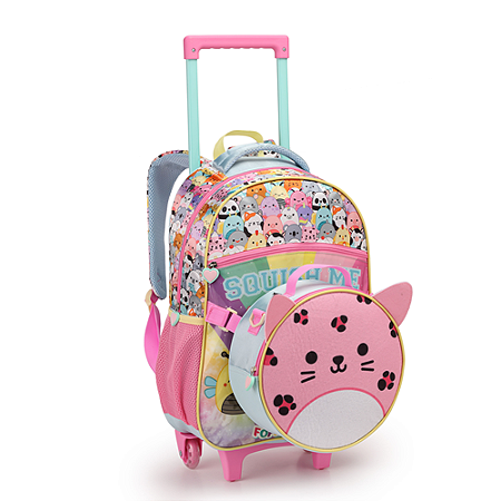 MOCHILA DE RODINHAS COM LANCHEIRA SQUISH ME ROSA SEANITE