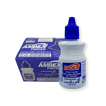 TINTA PARA CARIMBO 40ML AZUL 12 UNIDADES RADEX