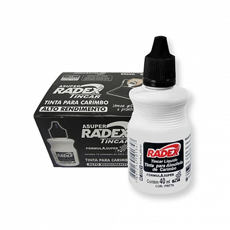 TINTA PARA CARIMBO 40ML PRETA 12 UNIDADES RADEX