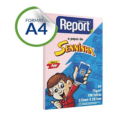 PAPEL REPORT SENNINHA ROSA A4 75G 100 FOLHAS