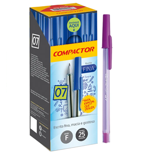 CANETA ESFEROGRÁFICA 07 VIOLETA 25 UNIDADES COMPACTOR