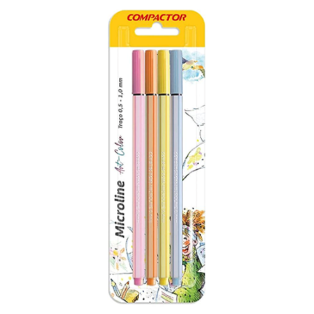 CANETA ESFEROGRÁFICA MICROLINE ART COLOR CORES PASTEIS 4 UNIDADES COMPACTOR