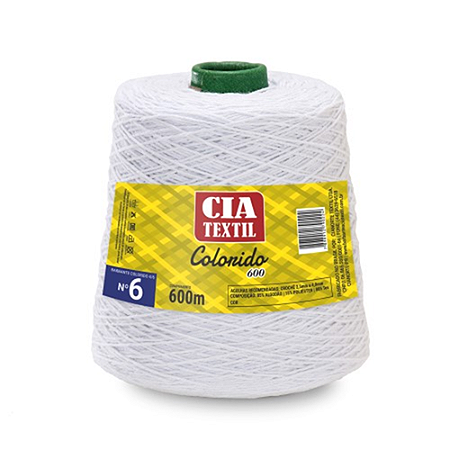 BARBANTE COLORIDO 600 N. 6 600M BRANCO CIA TEXTIL