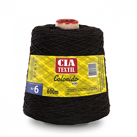 BARBANTE COLORIDO 600 N. 6 600M PRETO CIA TEXTIL