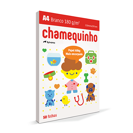 PAPEL SULFITE BRANCO A4 180G 60KG 50 FOLHAS CHAMEQUINHO