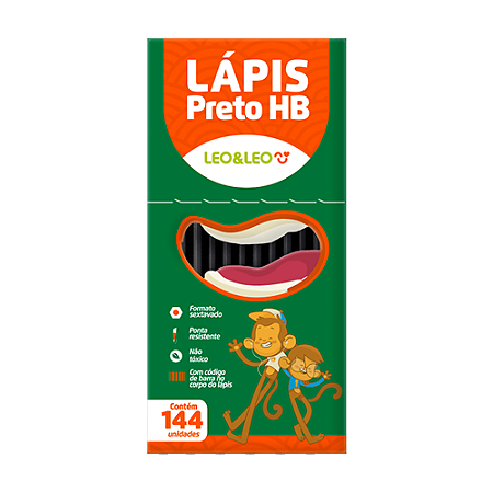 LAPIS PRETO HB SEXTAVADO 144 UNIDADES LEO E LEO