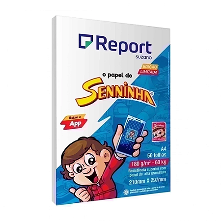 PAPEL REPORT SENNINHA BRANCO A4 180G 60KG 50 FOLHAS