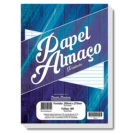 PAPEL ALMAÇO COM PAUTA 400 FOLHAS PAUTA BRANCA