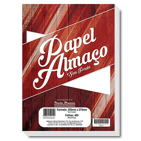 PAPEL ALMAÇO SEM PAUTA 400 FOLHAS PAUTA BRANCA