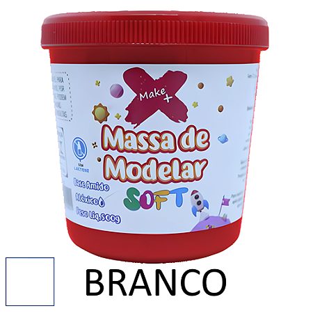 MASSA DE MODELAR SOFT (AROMA SUAVE) BRANCO POTE COM 500G MAKE+