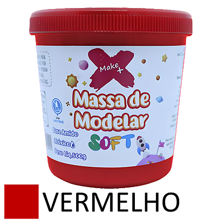 MASSA DE MODELAR SOFT (AROMA SUAVE) VERMELHO POTE COM 500G MAKE+