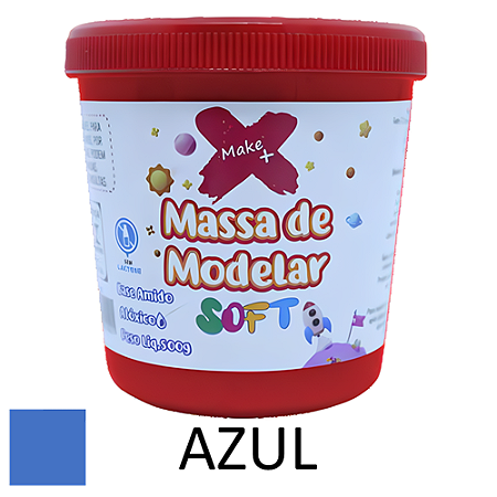 MASSA DE MODELAR SOFT (AROMA SUAVE) AZUL POTE COM 500G MAKE+