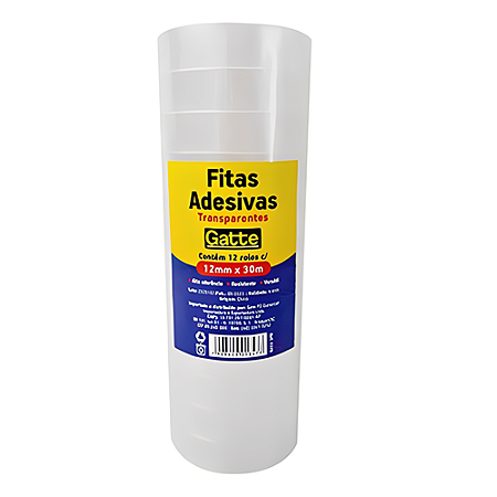 FITA ADESIVA 12 MM X 30 M 12 UNIDADES GATTE