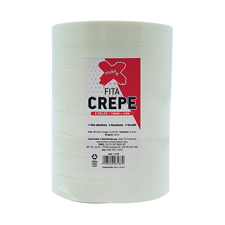 FITA CREPE 18MM X 50M 8 UNIDADES MAKE+