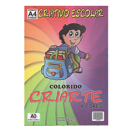 PAPEL CRIATIVO 8 CORES A4 80 G/M2 24 FOLHAS AG GRAFICA