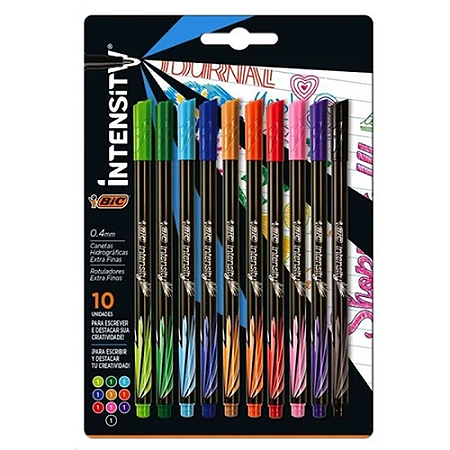 CANETA INTENSITY 0.4 MM CORES SORTIDAS 10 UNIDADES BIC