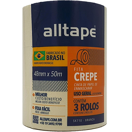 FITA CREPE 48MM X 50M 3 UNIDADES ALLTAPE