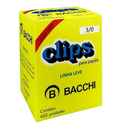 CLIPS GALVANIZADOS 3/0 CAIXA GRANDE (450 UNIDADES) LINHA LEVE BACCHI