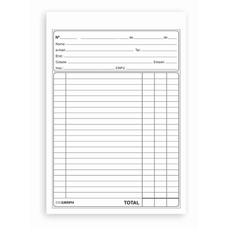 IMPRESSO NOTA NEUTRA 1/18 MEDIO MULTIVIAS PRETO 50 FOLHAS (20UN) 144 x 208 SIDGRAPH