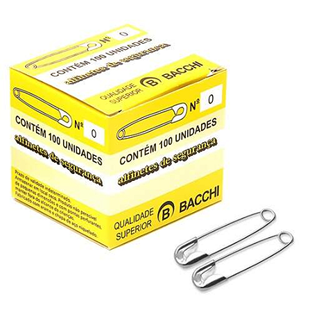 ALFINETE DE SEGURANÇA NIQUELADO N 0 (100 UNIDADES) BACCHI