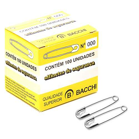 ALFINETE DE SEGURANÇA NIQUELADO N 000 (100 UNIDADES) BACCHI