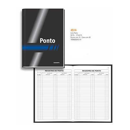 LIVRO DE PONTO CD GRANDE 4 ASSINATURAS 50 FOLHAS (10UN) 210 x 310 MM SIDGRAPH