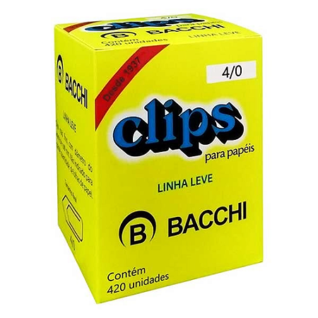 CLIPS GALVANIZADOS 4/0 CAIXA GRANDE (420 UNIDADES) LINHA LEVE BACCHI