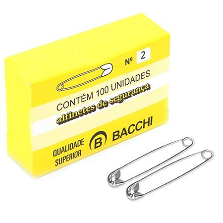 ALFINETE DE SEGURANÇA NIQUELADO N 2 (100 UNIDADES) BACCHI