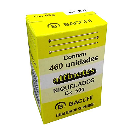 ALFINETE PARA COSTURA NIQUELADO N 24 (460 UNIDADES) 50G BACCHI