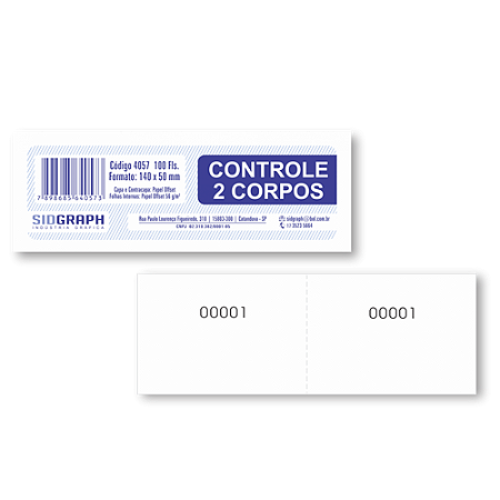IMPRESSO CONTROLE 2 CORPOS 100 FOLHAS (20UN) SIDGRAPH