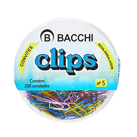 CLIPS MINI (CONVITES) COLORIDO N 5 (200 UNIDADES) BACCHI