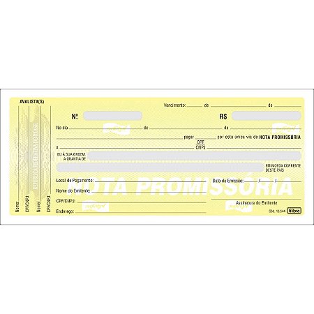 IMPRESSO NOTA PROMISSORIA PEQUENA 50 FOLHAS (10 UN) 148 x 64 MM TILIBRA