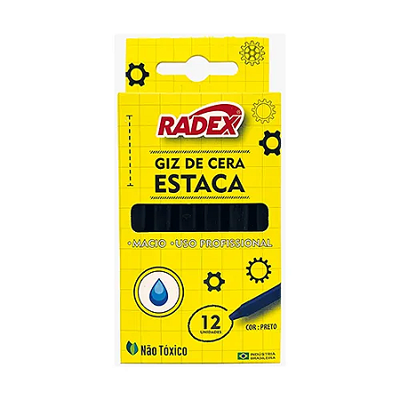 GIZ DE CERA ESTACA PRETO 10X108 MM 12 UNIDADES RADEX