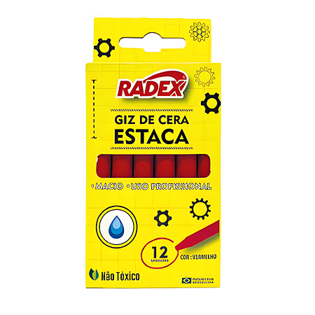 GIZ DE CERA ESTACA VERMELHO 10X108 MM 12 UNIDADES RADEX