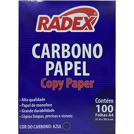 PAPEL CARBONO A4 AZUL 100 FOLHAS RADEX