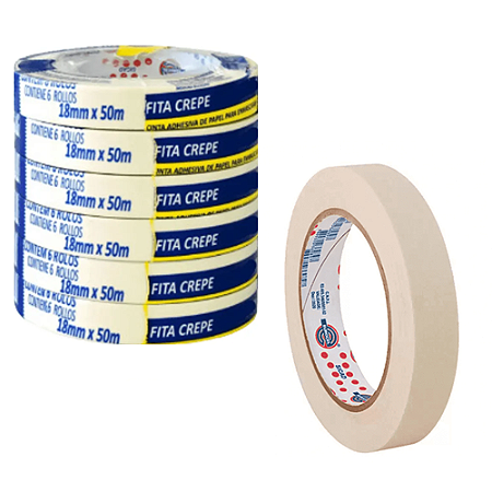 FITA CREPE 18MM X 50M 6 UNIDADES EUROCEL